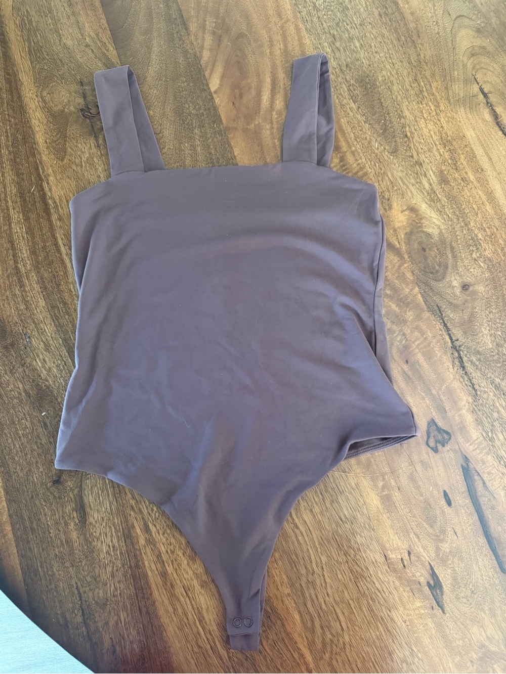 nuuds Square-Neck Brown Stretch Bodysuit